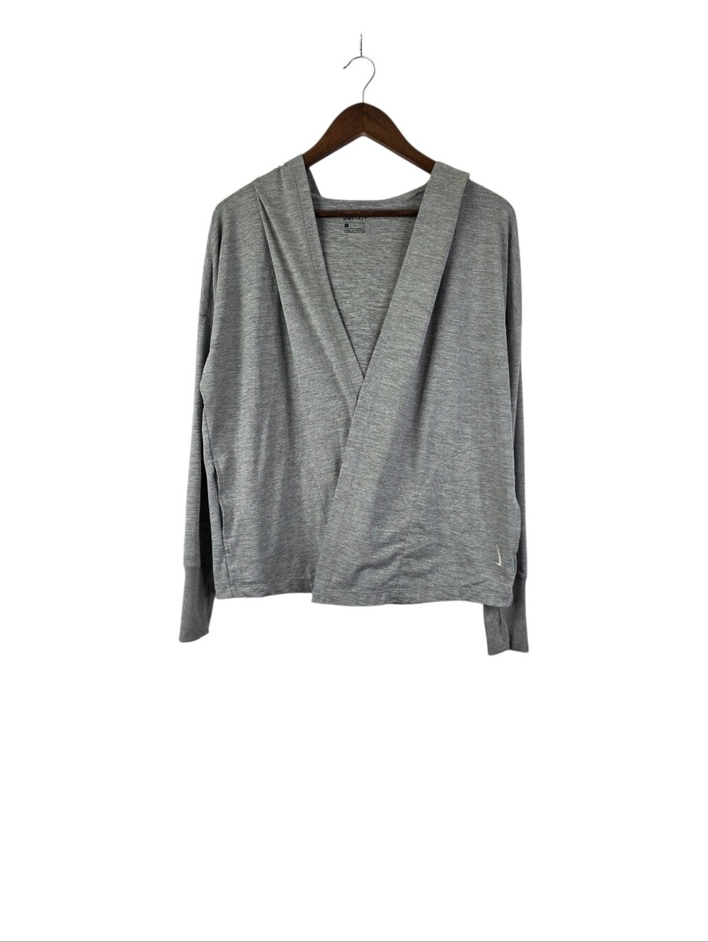 Nike Yoga Dri-FIT Women's Size Med Draped Open Front Cardigan Wrap Heather Grey
